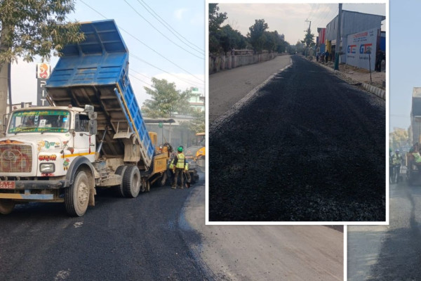 धोवीखोला नदी करिडोर सडक मर्मत धमाधम